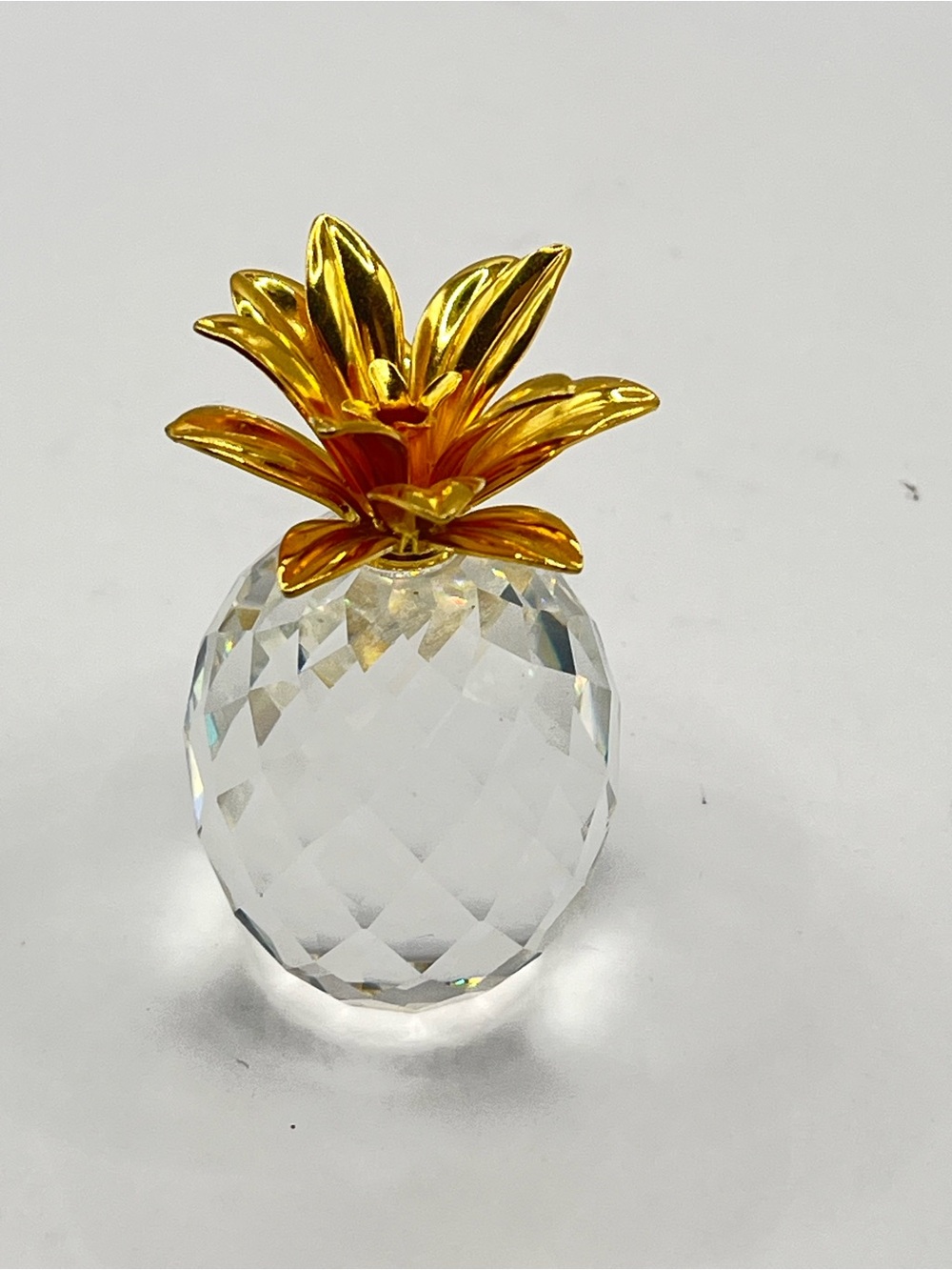 Swarovski Crystal Faceted Pineapple Figurine with Gold-Tone Top